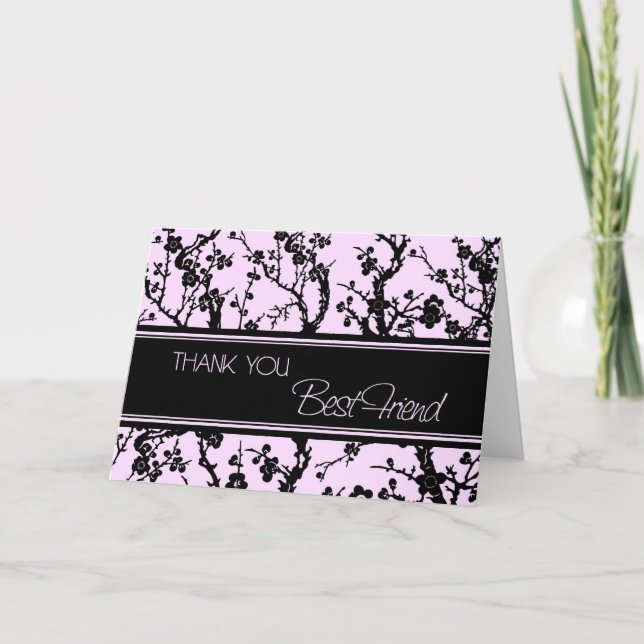 Pink Black Meilleur Ami Bridesmaid Carte de remerc (Devant)
