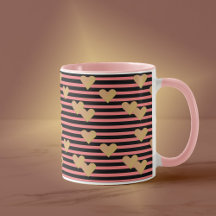 Pink & Black Stripes Valentine Mug