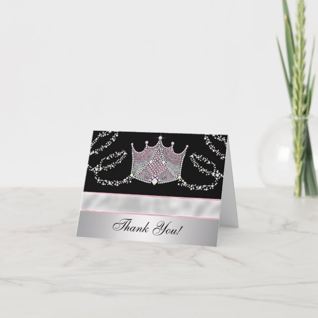 Pink Black Tiara Princess Merci Cartes (Devant)
