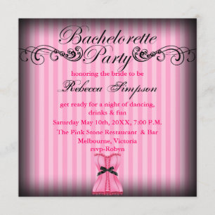 Pink & Black vintage chic Invitation Bachelorette