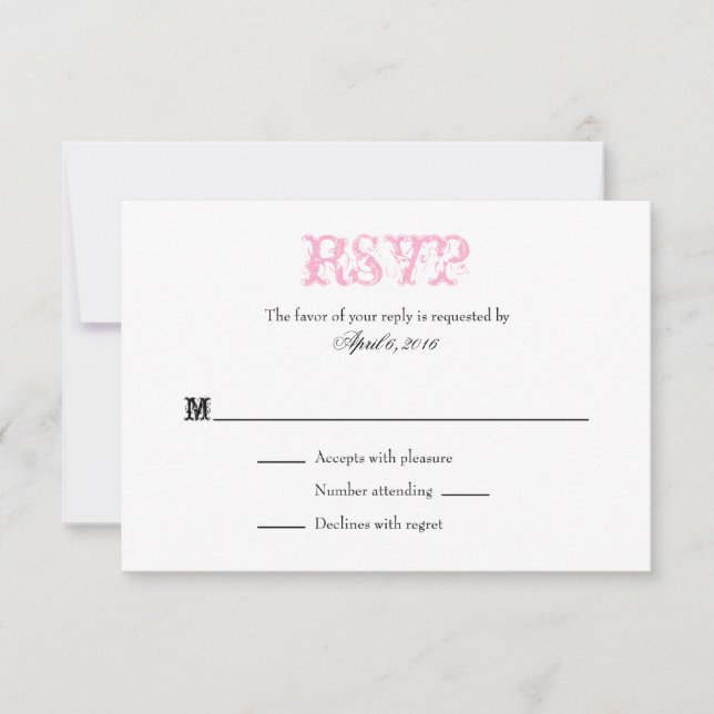 Pink Blanc Plaine Simple Mariage Cartes RSVP (Devant)