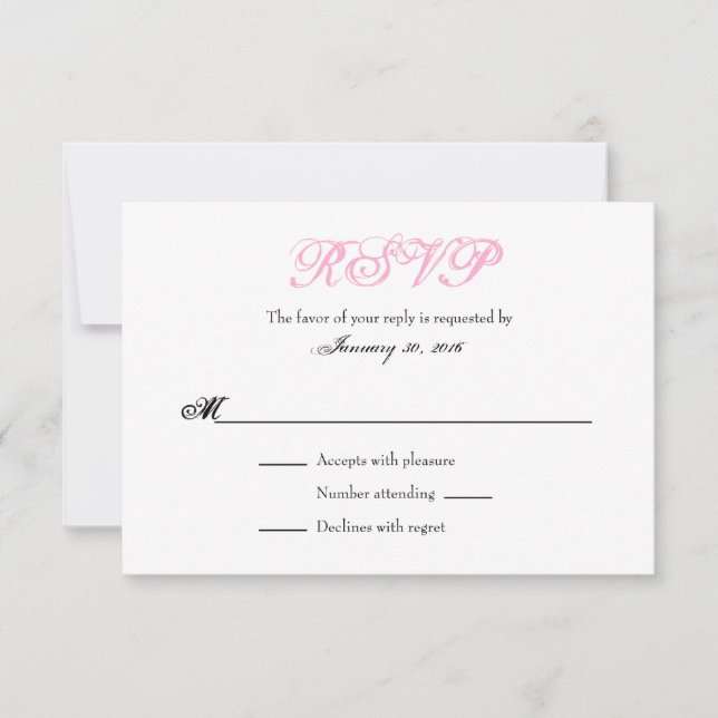 Pink Blanc Plaine Simple Mariage Cartes RSVP (Devant)