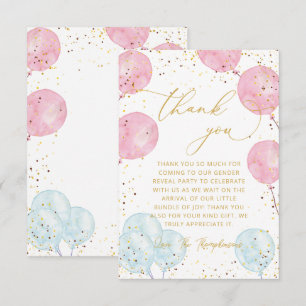 Pink Blue Genre Révéler Merci Note Carte