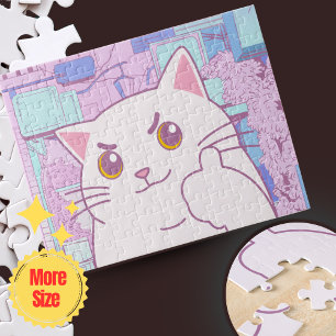 Pink & Blue Pastel Cat Jigsaw Puzzle 🧩   Cadeau
