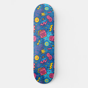 Pink Blue Retro Y2K Checker Design Skateboard