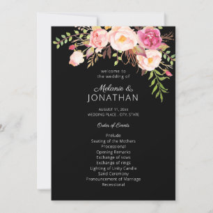 Pink Blush Floral Mariage programme de cérémonie B