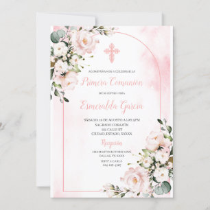 Pink blush floral première réunion Invitation