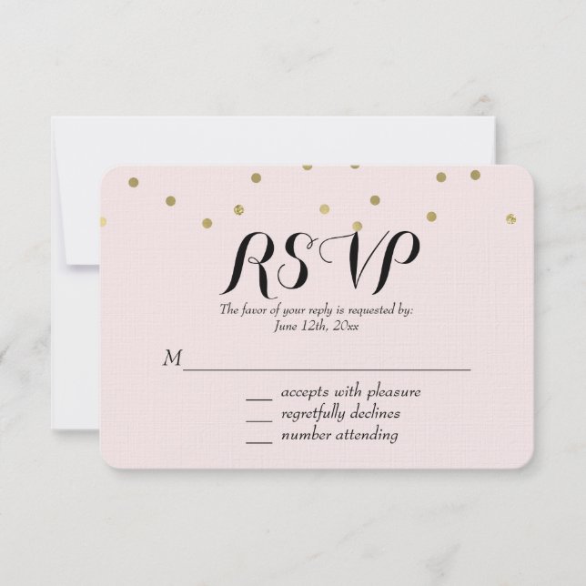 Pink Blush Gold Sparkt Confetti RSVP (Devant)