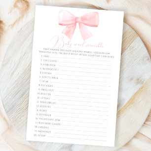 Pink Blush Pastel Bow Baby Word Scramble Jeu