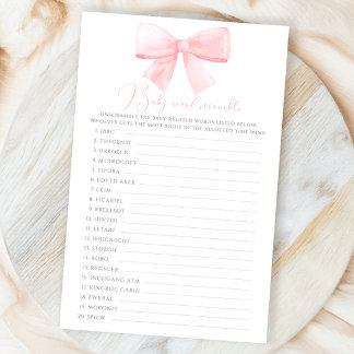 Pink Blush Pastel Bow Baby Word Scramble Jeu