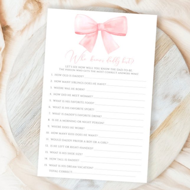 Pink Blush Pastel Bow Qui Connaît Daddy Meilleur J (Créateur téléchargé)