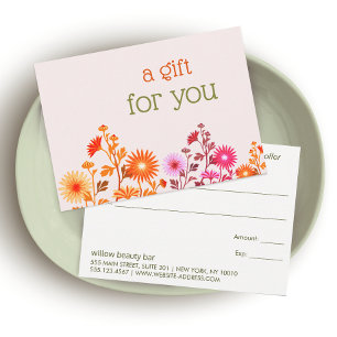Pink Boho Country Floral Certificat cadeau Merci
