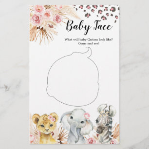 Pink Boho Safari Party Animaux Fille bébé visage j