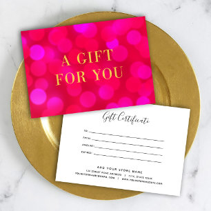 Pink Bokeh Lights Faux Gold Certificat cadeau