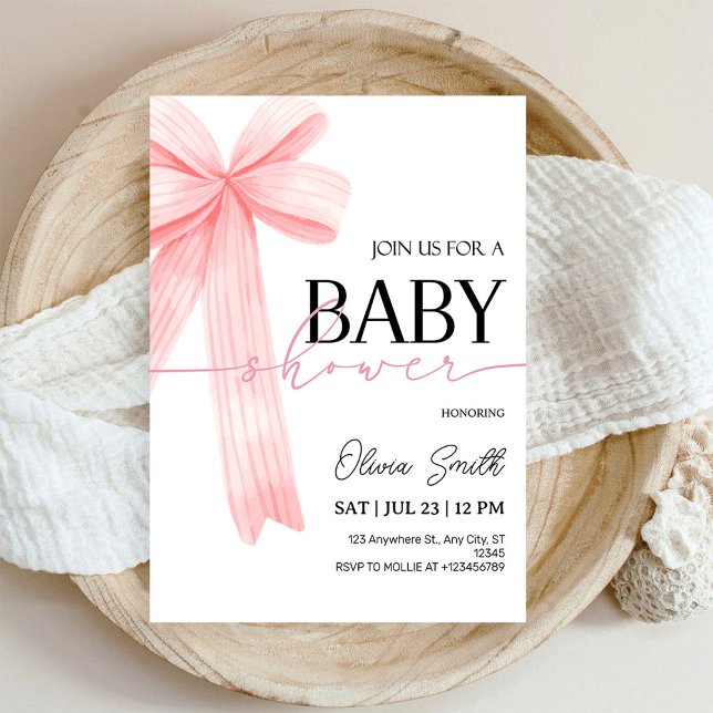 Pink Bow Baby Shower Invitation (Créateur téléchargé)