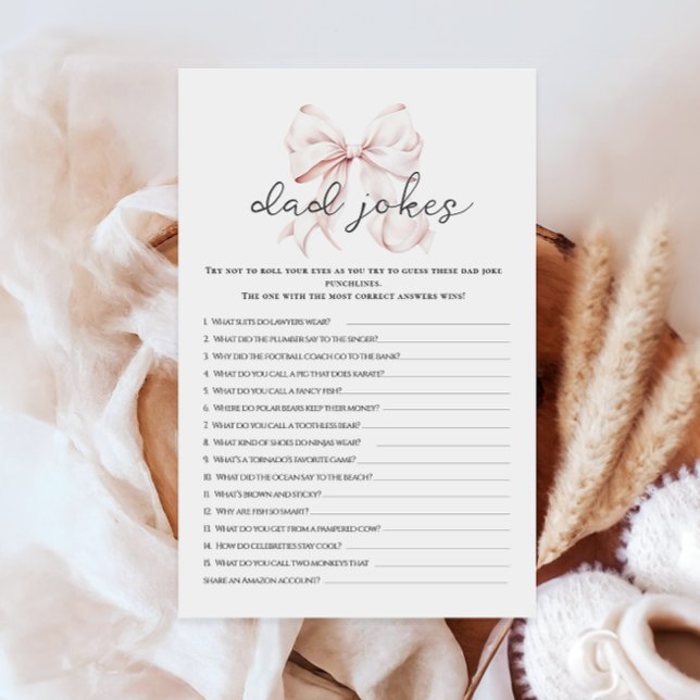 Pink Bow Baby shower Papa plaisante Activité Jeux (Créateur téléchargé)