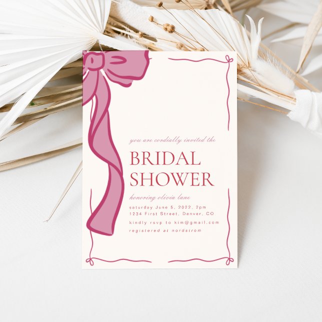 Pink Bow Bridal Shower Invitation (Créateur téléchargé)