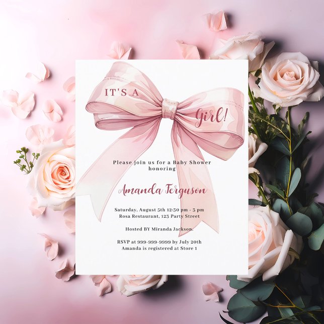 Pink bow c'est une invitation Baby shower fille (Créateur téléchargé)