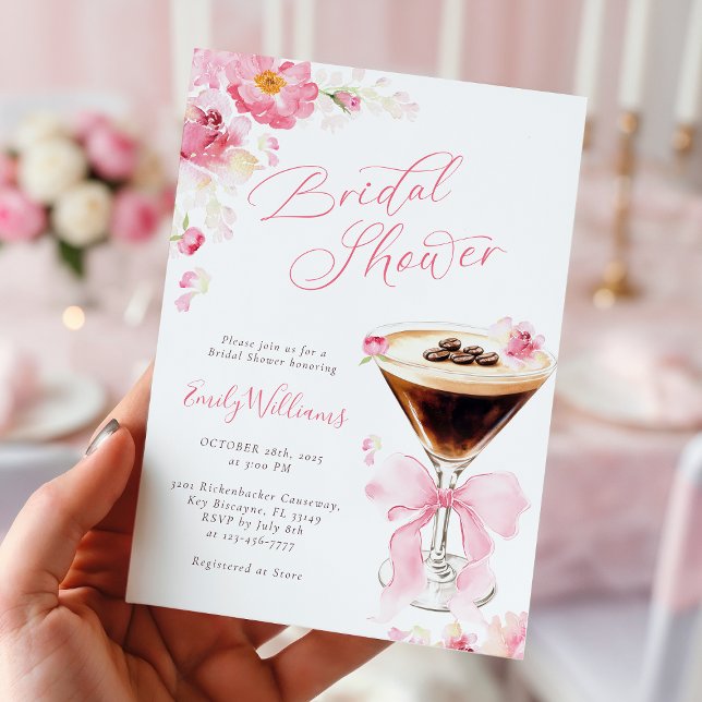 Pink Bow Coffee Bridal Shower Invitation (Créateur téléchargé)