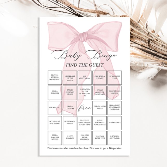Pink Bow Coquette Bingo Bingo Trouvez le jeu d'inv (Créateur téléchargé)