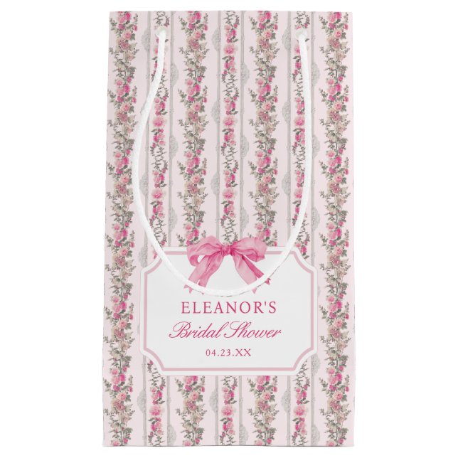Pink Bow Coquette Fête des mariées Petit sac cadea (Devant)