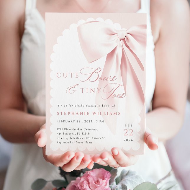 Pink Bow Cute Bows Baby Shower Invitation (Créateur téléchargé)
