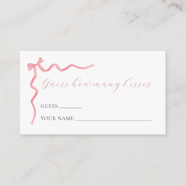 Pink Bow Devine Combien De Baisers Carte De Jeu (Devant)