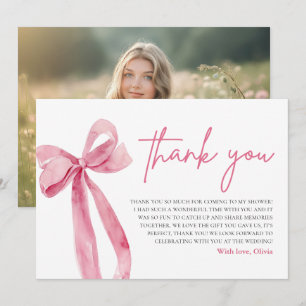 Pink Bow Elle noue le noeud Carte de remerciements