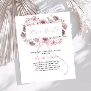 Pink bow floral c'est une invitation Baby shower f