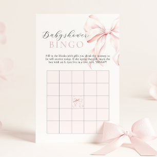 Pink Bow Girl Baby shower cadeau Bingo Activité Je