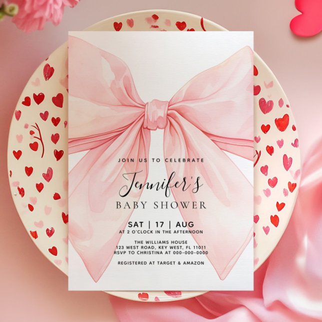 Pink Bow Girl Baby Shower Invitation (Créateur téléchargé)