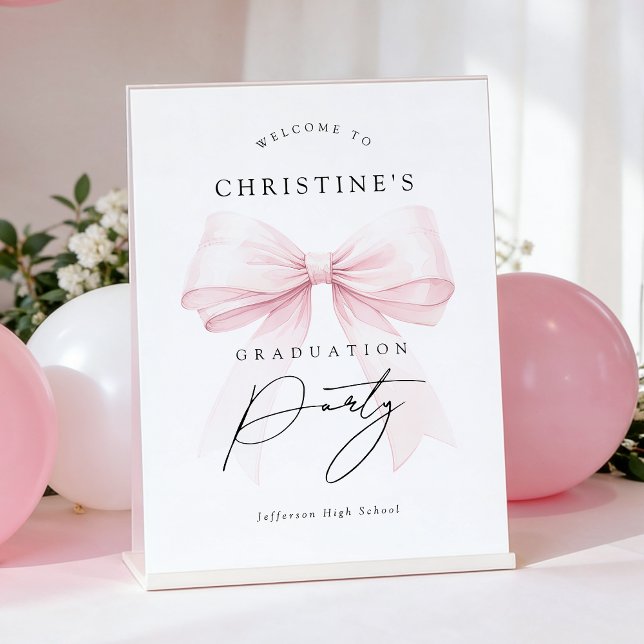 Pink Bow Graduation Sign Poster (Créateur téléchargé)
