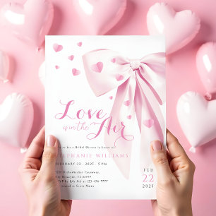 Pink Bow Hearts Invitation à la douche nuptiale