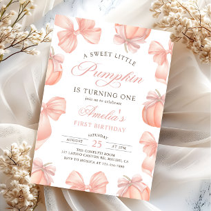Pink Bow Little Citrouille Invitation d'anniversai
