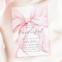 Pink Bow Onederday Invitation d'anniversaire