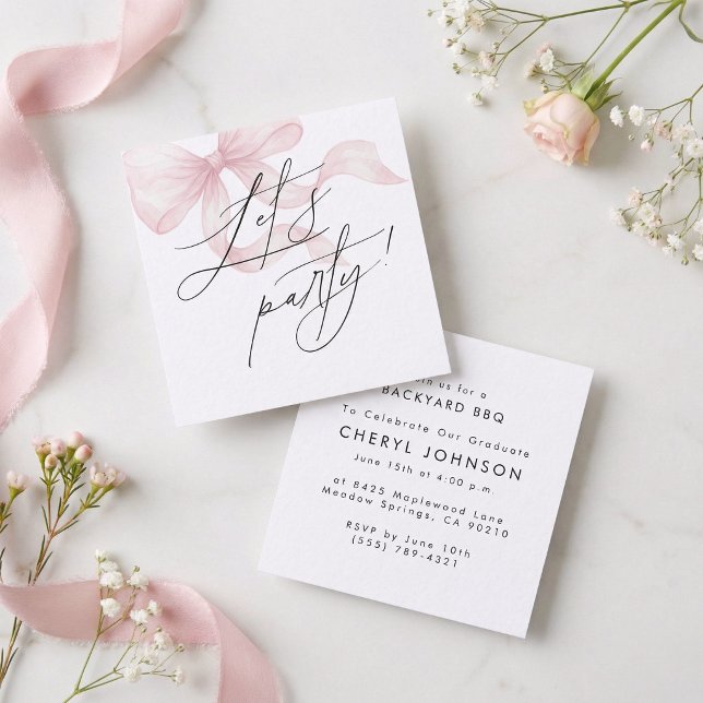 Pink Bow Party Invitation Enclosure Card (Créateur téléchargé)