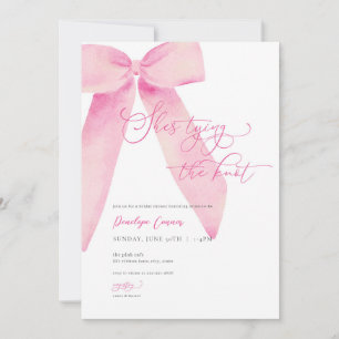 Pink Bow She's Tying the Knot Invitation Fête des 