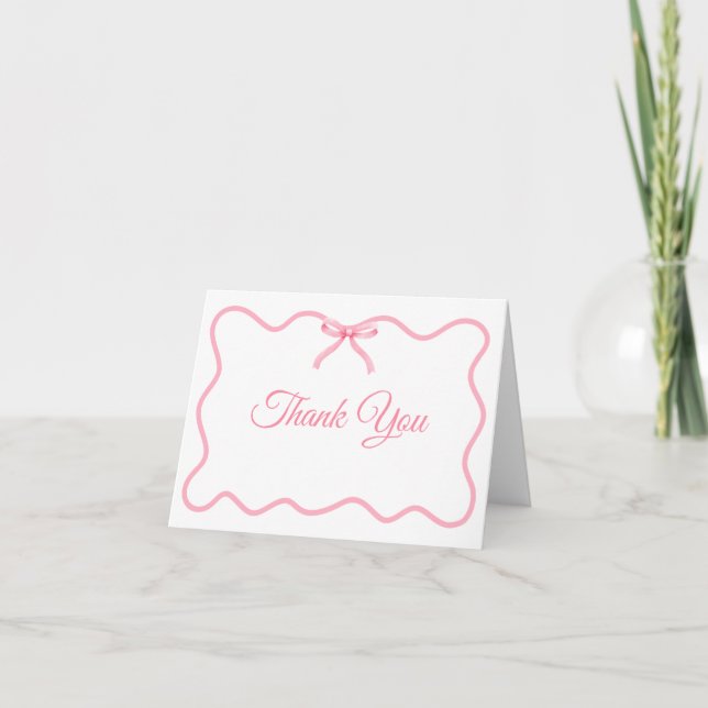 Pink Bow Simple Girl Coquette Carte de remerciemen (Devant)
