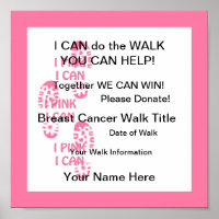 Pink Breast Cancer Walker Pink I Can Poster