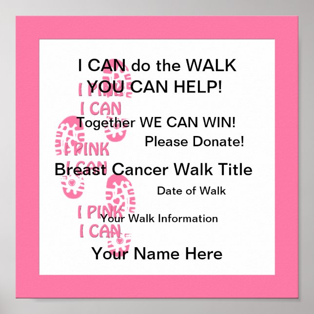 Pink Breast Cancer Walker Pink I Can Poster (Devant)