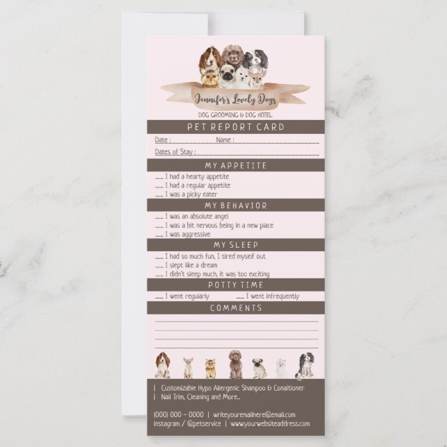 Pink Brown Pet Signaler Embarquement Chien Groomin (Devant)