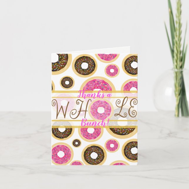 Pink & Brown Sprinkt Donuts Carte de remerciements (Devant)