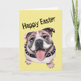 Pink Bulldog salue la carte de Pâques