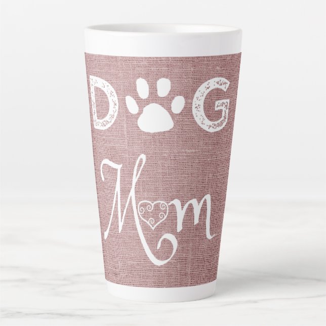 Pink Burlap Chien Maman Latte Mug (Devant)