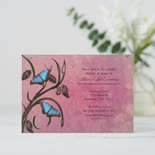 Pink Butterfly Pair nuptiale douche Invitation