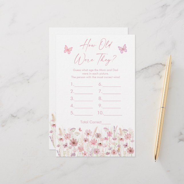 Pink Butterfly Wildflowers How Old Were They Game (Devant/Arrière en situation)