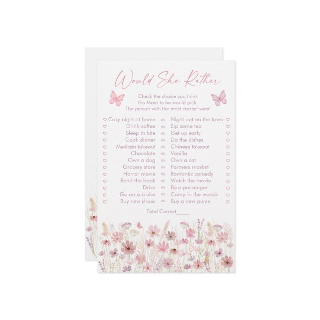 Pink Butterfly Wildflowers Would She Rather Game (Devant/Arrière en situation)