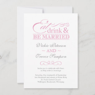 Pink Buvez un verre et soyez mariés Invitations au