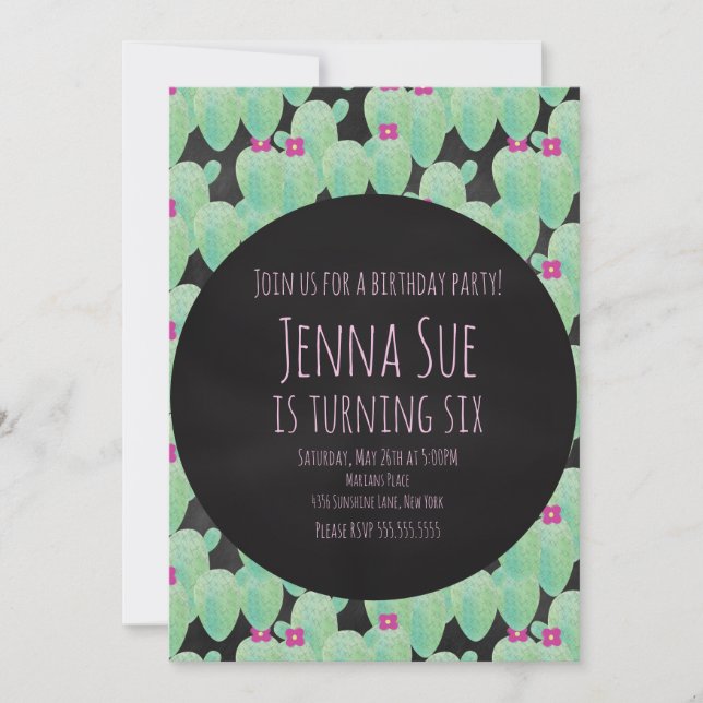 Pink Cactus Motif Parti de la verdure (Devant)