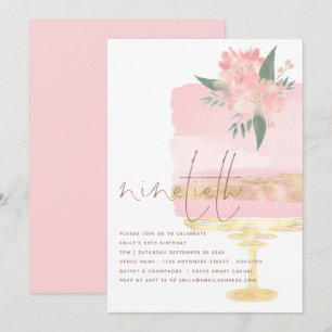 Pink Cake Ninetieth Anniversaire Fête Invitation